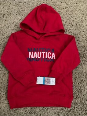 Nautica Red Pullover Hoodie with Logo
